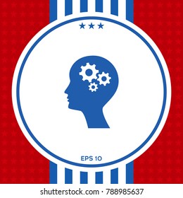 Man silhouette with gears icon