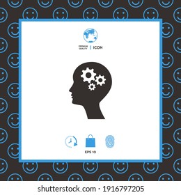 Silueta de hombre con icono de engranajes, elementos para su diseño
