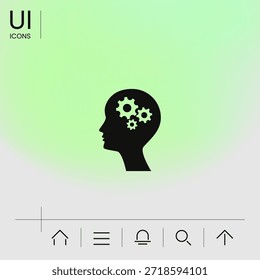 Silueta del hombre con el icono de los engranajes, Elementos para su diseño
