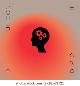 Silueta del hombre con el icono de los engranajes, Elementos para su diseño