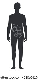 Man silhouette good digestion. vector