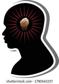 man silhouette with gradient the hand that symbolizes equality for all people; stop racism; sticker for web or print