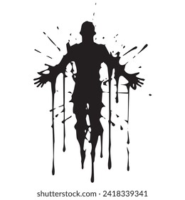 Estilo grunge de la silueta del hombre. Vector blanco de fondo.