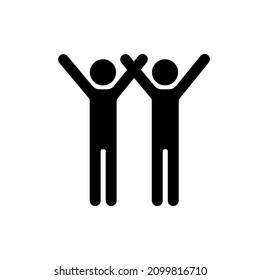 Man silhouette with hand up. Black shape. Human icon. User profile. Simple design. Vector illustration. Stock image. 