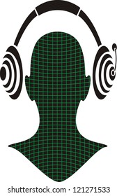 man silhouette with headphone