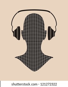 man silhouette with headphone