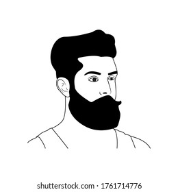 man silhouette hipster style. Men hairstyle silhouettes 
