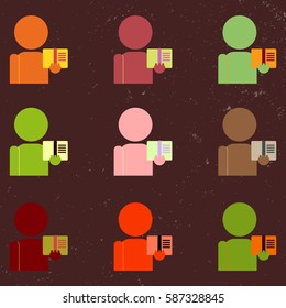man silhouette holding book collection