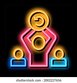 Man Silhouette Holding Over Head Agile Sign neon light sign vector. Glowing bright icon transparent symbol illustration