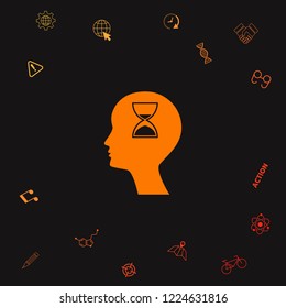 Man silhouette with hourglass. Graphic elements for your design