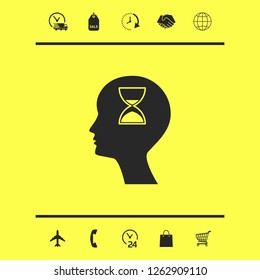 Man silhouette with hourglass. Graphic elements for your design