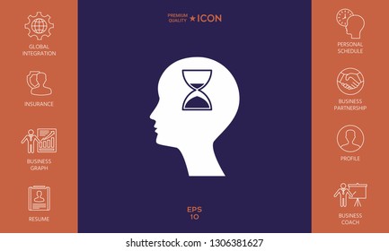 Man silhouette with hourglass. Graphic elements for your design