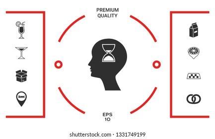 Man silhouette with hourglass. Graphic elements for your design