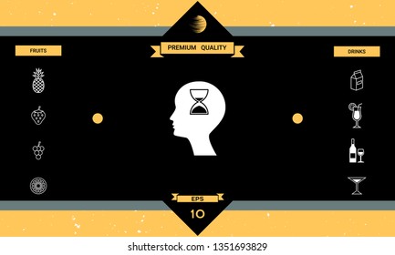 Man silhouette with hourglass. Graphic elements for your design