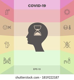 Silueta de hombre con vidrio de color. Elementos gráficos para su diseño