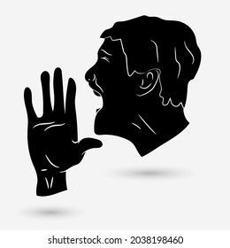 Man silhouette icon with shadow. Vector illustration.