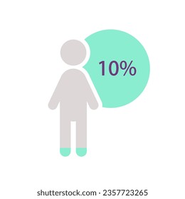 Man silhouette infographic chart design template with ten percentage. Minority group. Demographic research. Editable male symbol. Visual data presentation. Myriad Pro-Bold, Regular fonts used