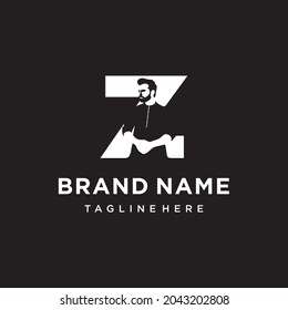 Man silhouette initial letter fashion brand logo icon vector