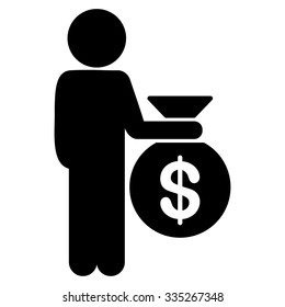 Man Silhouette Investor vector icon. Style is flat symbol, black color, rounded angles, white background.