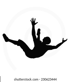 man silhouette isolated on white background  -  in falling pose