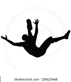 Man Silhouette Isolated On White Background  -  In Falling Pose