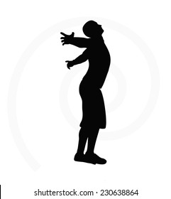 man silhouette isolated on white background  -  with arms open