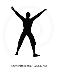 man silhouette isolated on white background  -  with arms open
