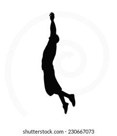 man silhouette isolated on white background  -  in hanging pose 