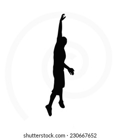 man silhouette isolated on white background - in hanging pose