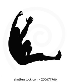 man silhouette isolated on white background - in underhanging pose