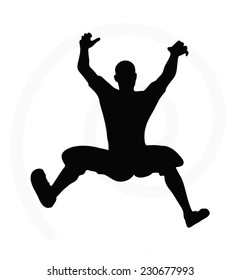 man silhouette isolated on white background - in underhanging pose