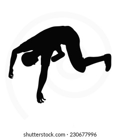 man silhouette isolated on white background - in underhanging pose