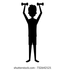 man silhouette lifting weights character