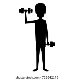man silhouette lifting weights character