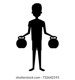 man silhouette lifting weights character