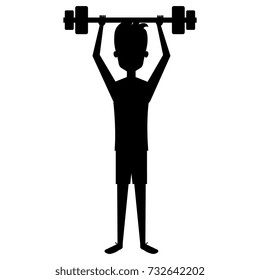 man silhouette lifting weights character
