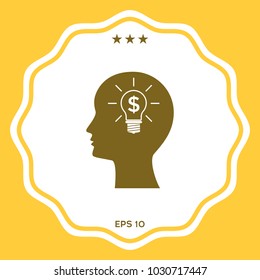 Man silhouette - Light bulb with dollar symbol business concept. Icon.
