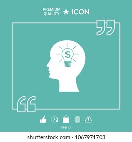 Man silhouette - Light bulb with dollar symbol business concept. Icon.