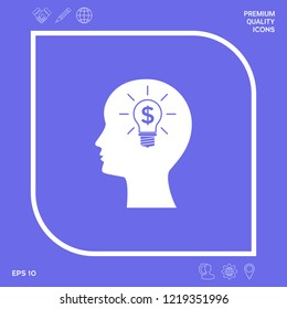 Man silhouette - Light bulb with dollar symbol business concept icon. Graphic elements for your design