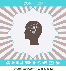 Man silhouette - Light bulb with dollar symbol business concept icon. Graphic elements for your design