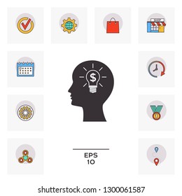 Man silhouette - Light bulb with dollar symbol business concept icon. Graphic elements for your design