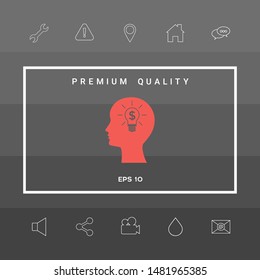 Man silhouette - Light bulb with dollar symbol business concept icon. Graphic elements for your design