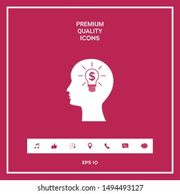 Man silhouette - Light bulb with dollar symbol business concept icon. Graphic elements for your design