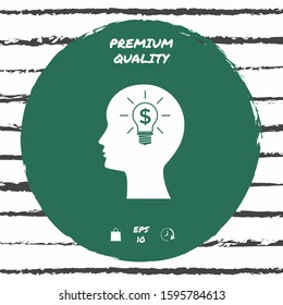 Man silhouette - Light bulb with dollar symbol business concept icon. Graphic elements for your design