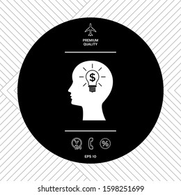 Man silhouette - Light bulb with dollar symbol business concept icon. Graphic elements for your design