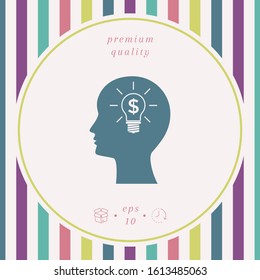 Man silhouette - Light bulb with dollar symbol business concept icon. Graphic elements for your design