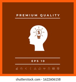 Man silhouette - Light bulb with dollar symbol business concept icon. Graphic elements for your design