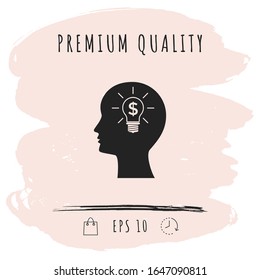 Man silhouette - Light bulb with dollar symbol business concept icon. Graphic elements for your design