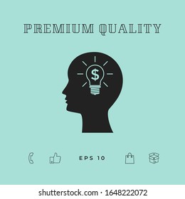 Man silhouette - Light bulb with dollar symbol business concept icon. Graphic elements for your design