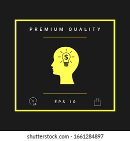Man silhouette - Light bulb with dollar symbol business concept icon. Graphic elements for your design